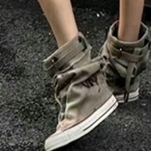 military-inspired handmade canvas boots with a punk vibe..Best Seller, unique...